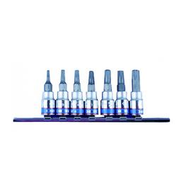 Torx dugókulcs készlet 1/4" 7 részes furatos sínen 