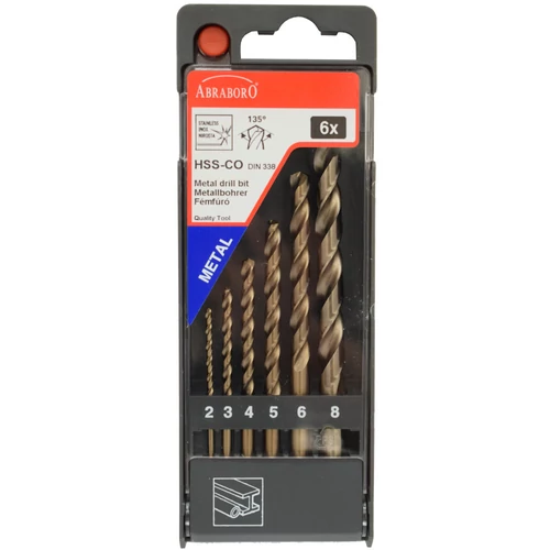 Fémfúró készlet HSS-CO 5% 6db-os Abraboro 