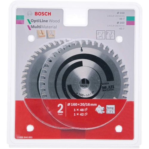 Bosch körfűrészlap készlet 2db 160x20-48/42 fog 