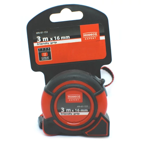 Mérőszalag gumírozott 3m/16mm Modeco 81153
